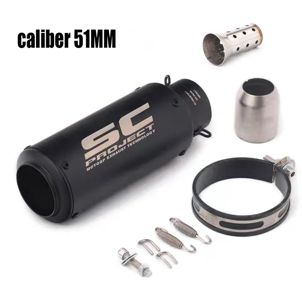 51/60mm Motorcycle Exhaust Pipe | Straight-Through Muffler for Honda/Yamaha