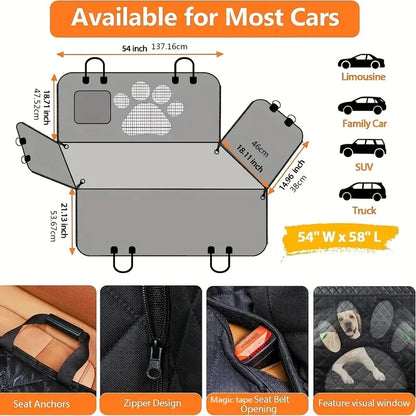 Dog Car Seat Cover Waterproof Hammock Rear Protector for Car Rear Seat