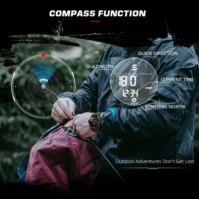 NORTH EDGE ALPS Men's Digital Carbon fiber Watch Shock Militray Sports Super Light Outdoor Compass Waterproof 50M Wristwatches-EXPROTAS