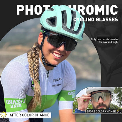 Photochromic Cycling Glasses UV400 Sports Sunglasses for Men Women MTB