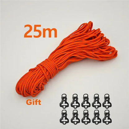 2.5mm Reflective Tent Rope Guyline Paracord 20m 25m 50m for Camping Tarp