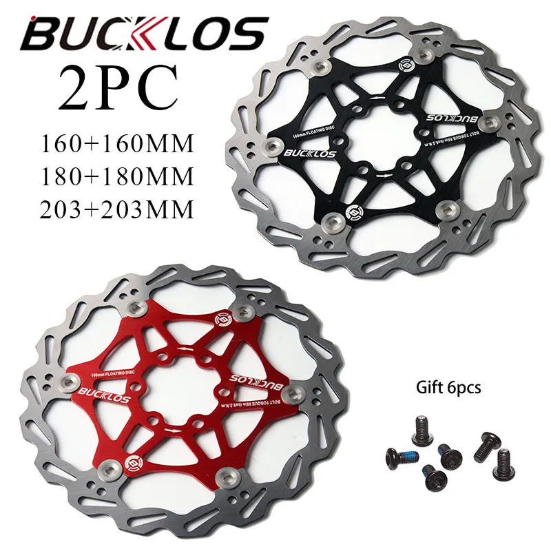 2PC BUCKLOS Bicycle Disc Brake 160/180/203 Bike Floating Rotors Stainless Steel Mountain Bike Brake Rotor Mtb Rotors Part 1PC-EXPROTAS