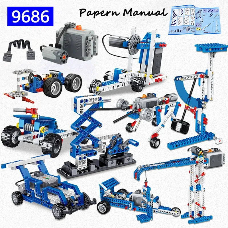 MOC Educational and Dacta Series Simple and Motorized Mechanisms Base Set 9686 Core Set Building Blocks DIY STEM Kids Toys Gifts-EXPROTAS