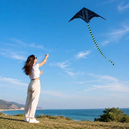 2m Delta Kite for Outdoor Fun - Huge Easy Flyer for Kids & Adults