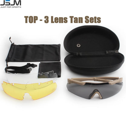 Tactical Goggles Lens Airsoft Military Windproof Safety Glasses 3 Lens