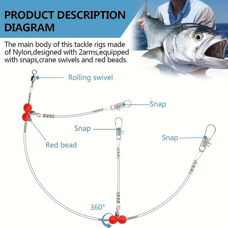 Blue Stainless Steel Fishing Leader Rigs with Snap Saltwater Wire Trace Tackle