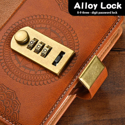 Retro Password Book A5 Notebook with Lock Diary for Students Stationery
