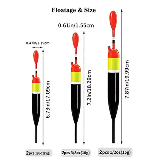 4pcs Fishing Floats Bobbers Slip Float Kit 3g-15g with Stops Drop Shot Weights
