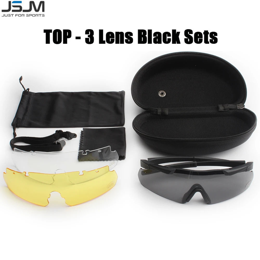 Tactical Goggles Lens Airsoft Military Windproof Safety Glasses 3 Lens