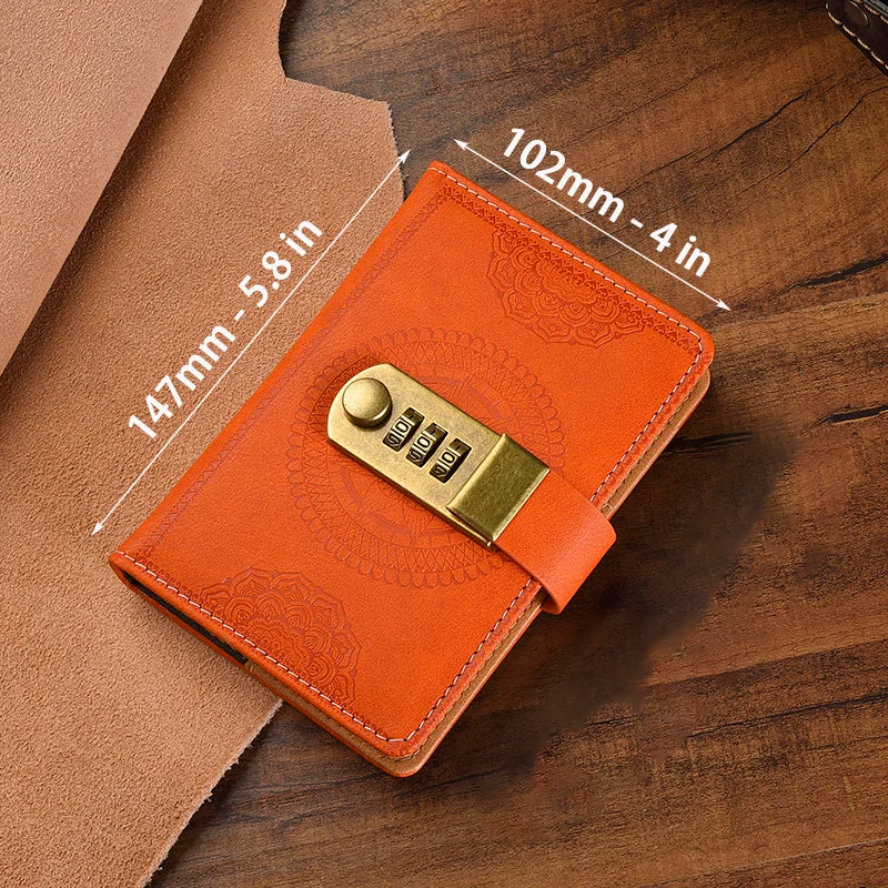 Retro Password Book A5 Notebook with Lock Diary for Students Stationery
