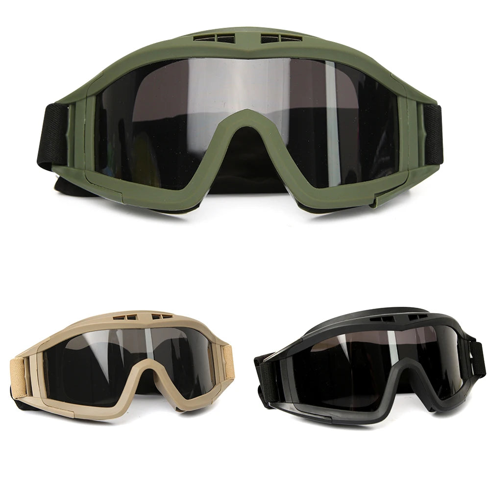 Tactical Goggles Lens Airsoft Military Windproof Safety Glasses 3 Lens
