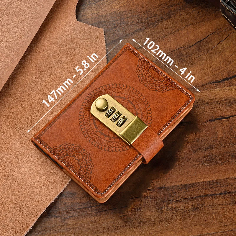 Retro Password Book A5 Notebook with Lock Diary for Students Stationery