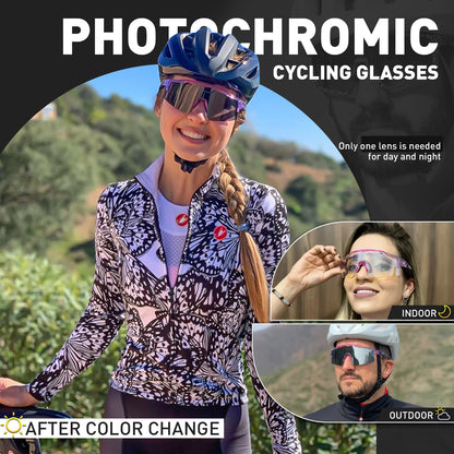 Photochromic Cycling Glasses UV400 Sports Sunglasses for Men Women MTB