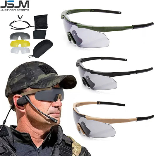 Tactical Goggles Lens Airsoft Military Windproof Safety Glasses 3 Lens