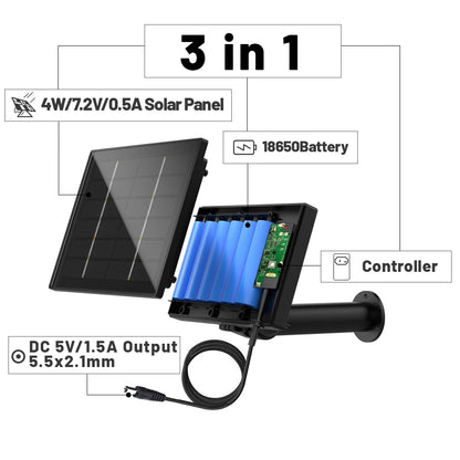 D4 5V 6V Solar Battery Charger For Security camera Portable Solar Power Bank With DC 5521 Output 4W Solar Panel Battery Charger-EXPROTAS