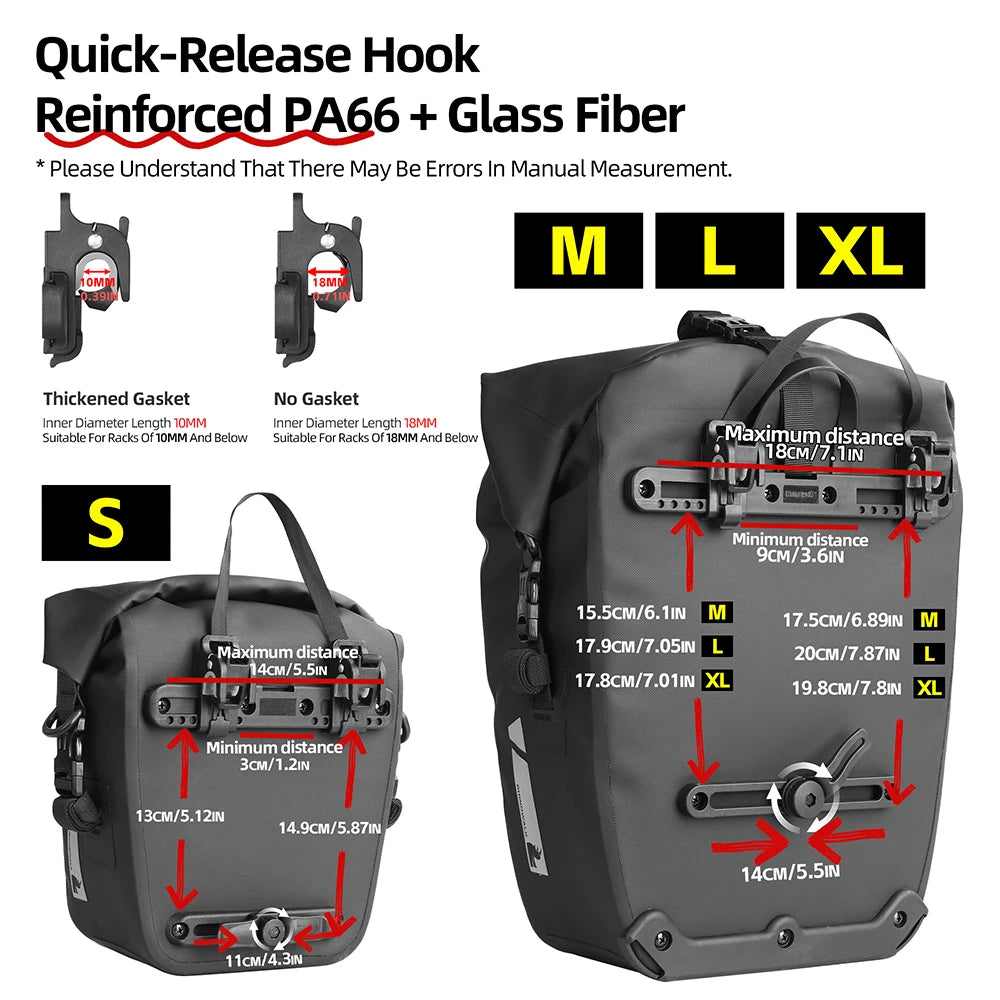 Bicycle Rear Rack Waterproof Pannier Bag Bike Seat Trunk Storage Pack