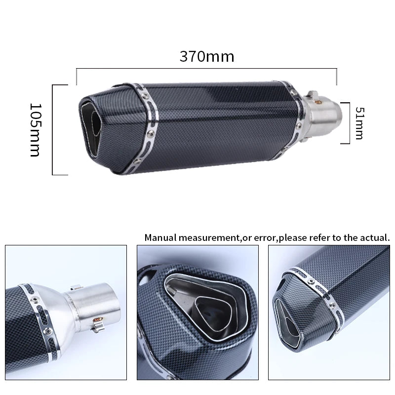 CHmotor Carbon Fiber Motorcycle Exhaust Muffler Pipe 250cc 350cc 600cc Escape Moto Tube For Nmax Tmax530 Msx125 GSR600-EXPROTAS