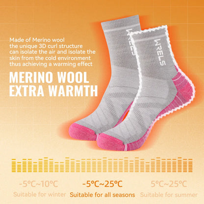 3 Pairs Merino Wool Socks Thermal Thick Hiking Socks for Men & Women