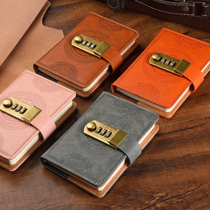 Retro Password Book A5 Notebook with Lock Diary for Students Stationery