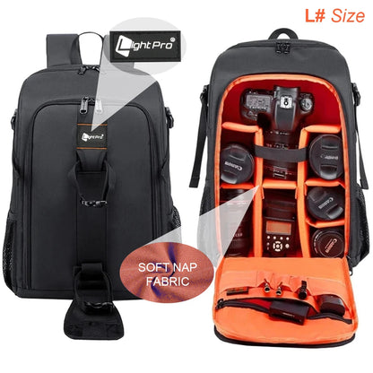 Waterproof Shoulder Backpack for Photography Big Capacity DSLR Video Tripod Bag with Rain Cover for Canon Nikon Sony Pentax