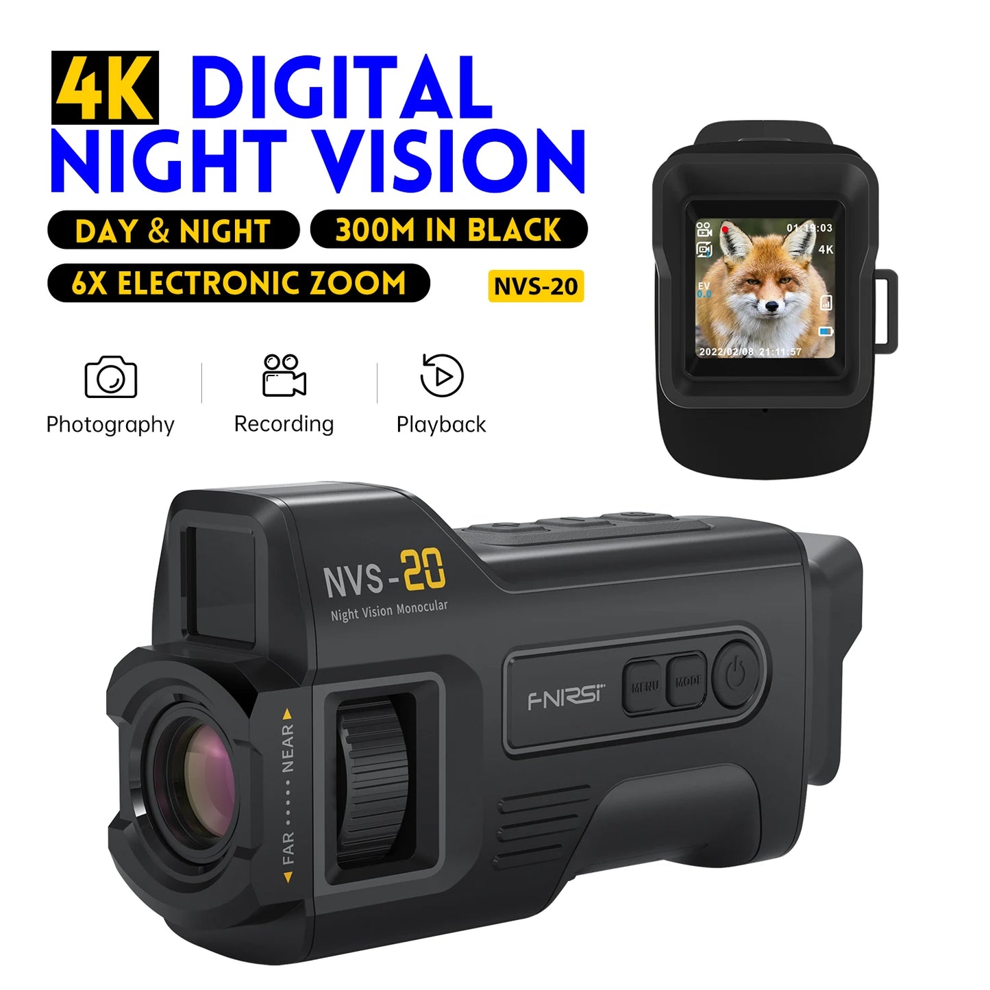 Night Vision Monocular 6X Digital Zoom 300m Hunting Camping Scope HD