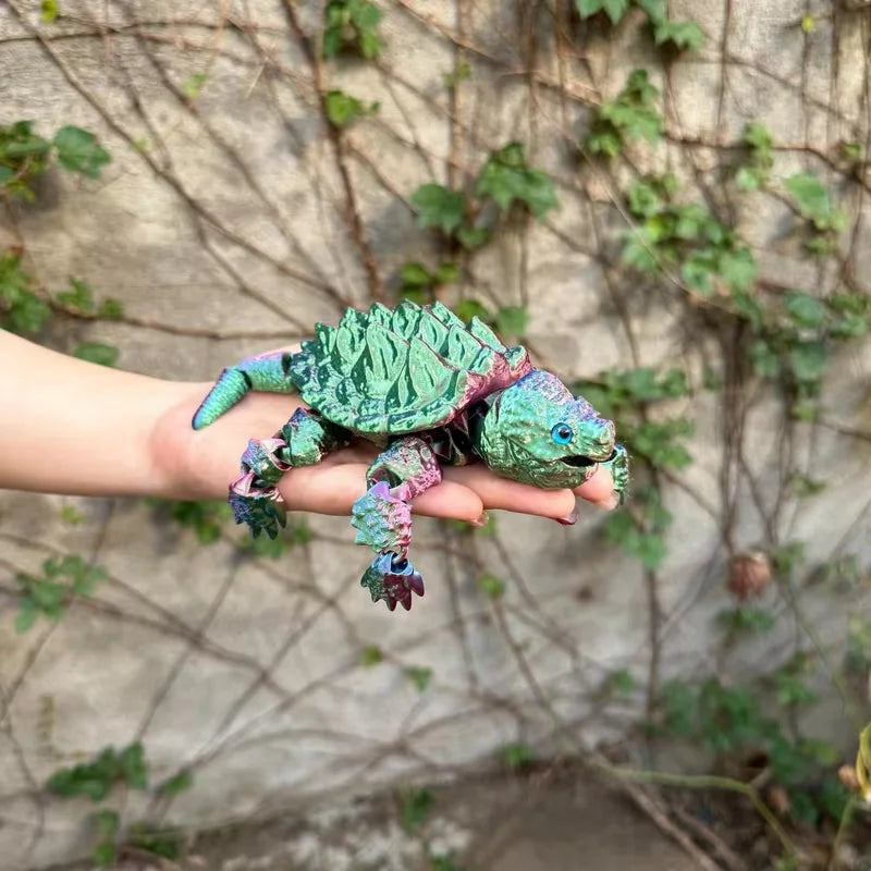 New 3D Printed Alligator Snapping Turtle with Flexible, Movable Joints And an Open Mouth - A Popular Gift And Desktop Ornament