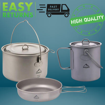 Widesea Camping Tableware Titanium Cookware Set Tourism Cauldron Outdoor Cooking Pot Frying Pan Picnic Kitchen Hiking Trekking-EXPROTAS
