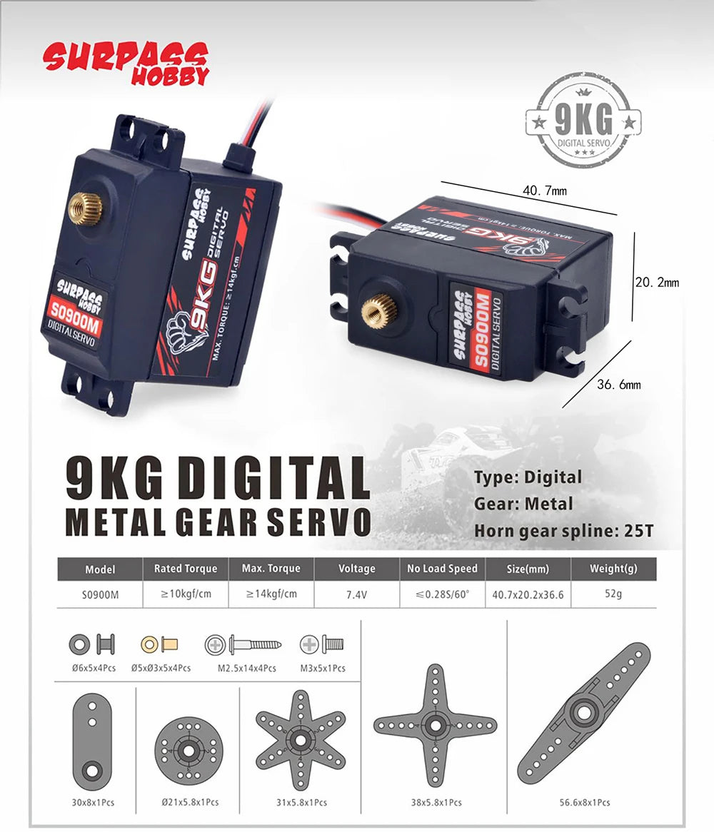 High Speed Metal Gear RC Servo for 1/10 Car (15-30kg Torque Options)