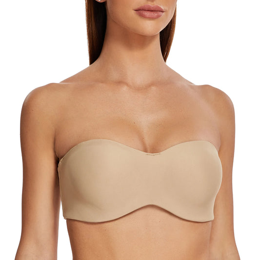 Women’s Strapless Underwire Bandeau Bra Unlined Minimizer for Large Bust