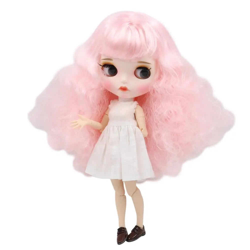 ICY DBS Blythe Doll 1/6 BJD OB24 Joint Body 30cm Pink Afro Hair White Black Skin
