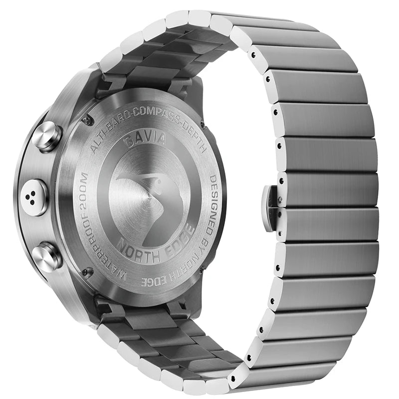Men Dive Sports Digital watch Mens Watches Military Army Luxury Full Steel Business Waterproof 200m Altimeter Compass NORTH EDGE-EXPROTAS
