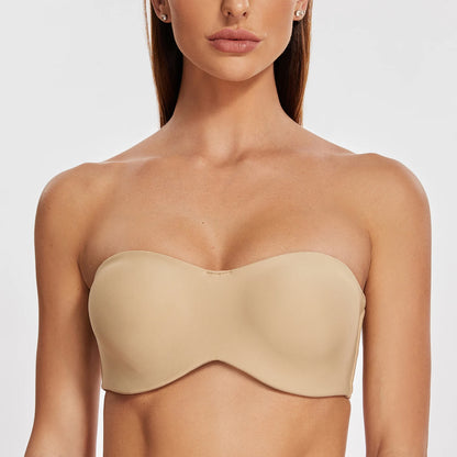 Women’s Strapless Underwire Bandeau Bra Unlined Minimizer for Large Bust