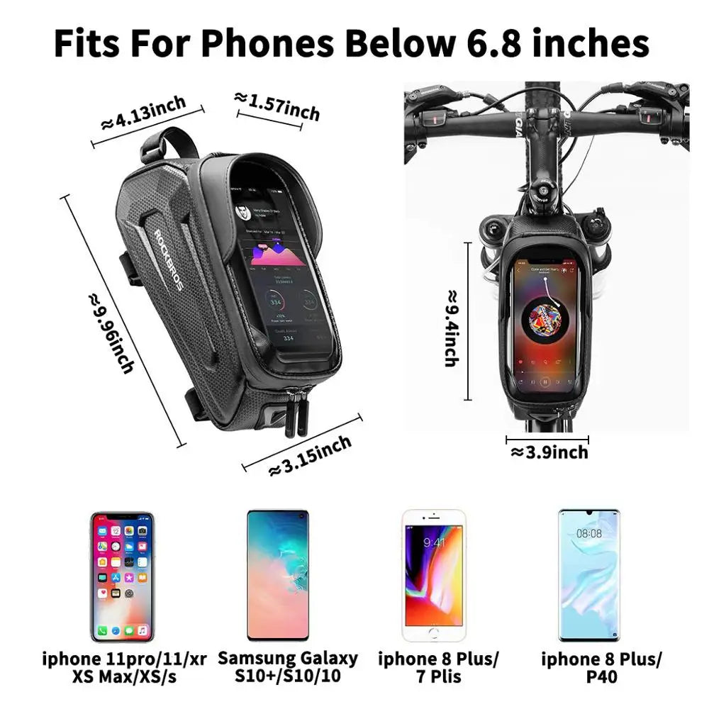 Bike Bag Waterproof Phone Holder Front Tube Frame MTB Cycling Accessory