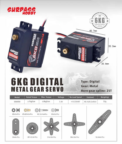 High Speed Metal Gear RC Servo for 1/10 Car (15-30kg Torque Options)