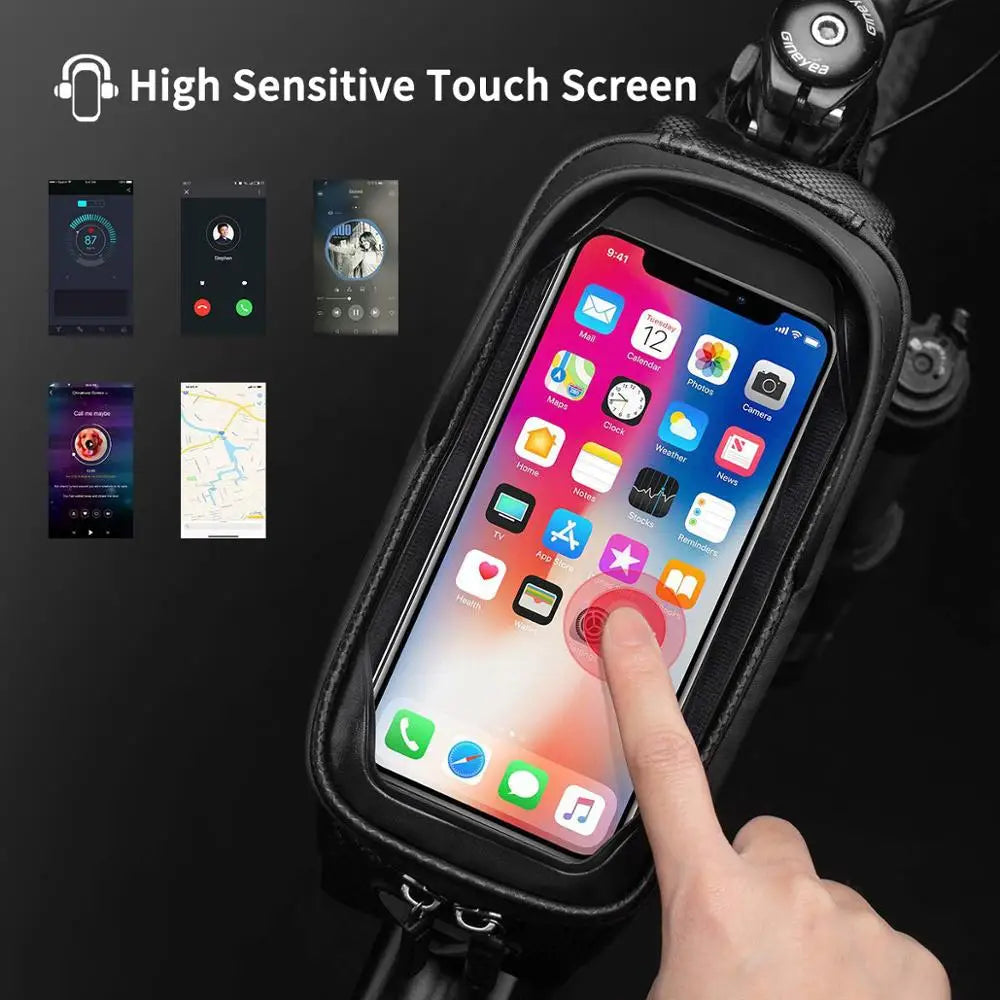 Bike Bag Waterproof Phone Holder Front Tube Frame MTB Cycling Accessory