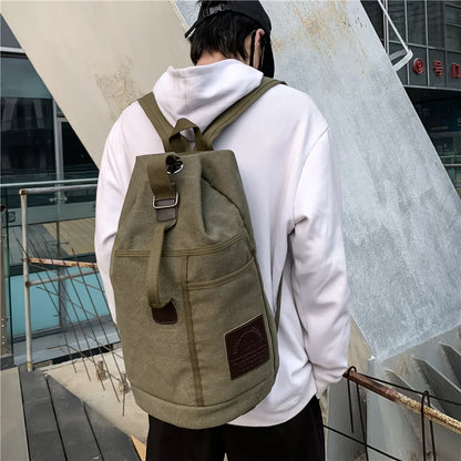 Men’s Large Canvas Travel Backpack Hiking Duffle Rucksack Shoulder Bag