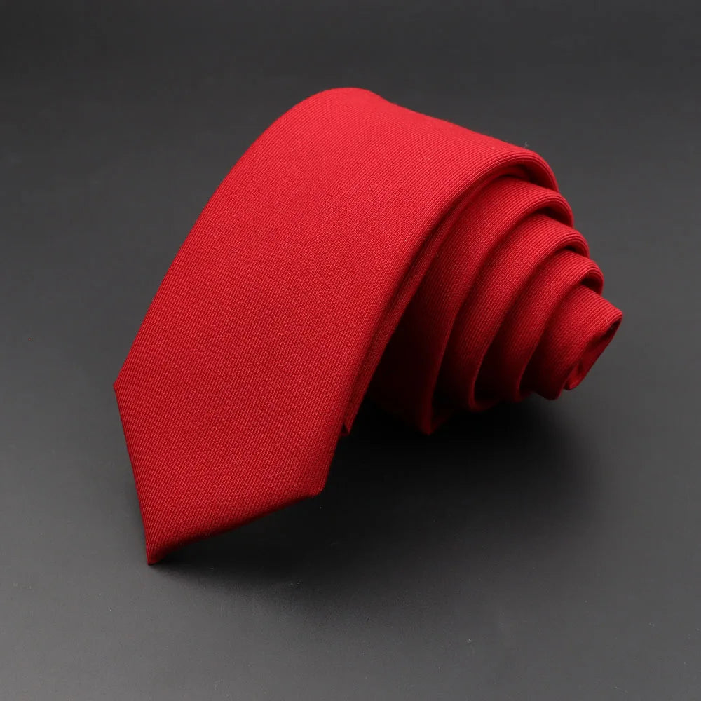 Mens Tie 6cm Slim Solid Classic Necktie for Wedding Party Casual