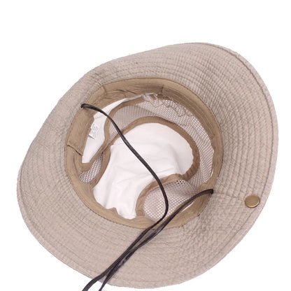 Jungle Fishing Mesh Bucket Hat Men Summer Wide Brim Sun Hiking Cap