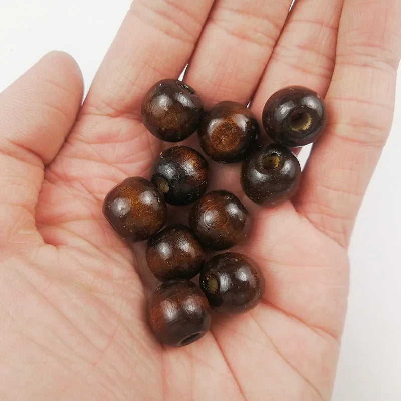 500Pcs Natural Wooden Beads Round Brown for Jewellery Making DIY Bracelet