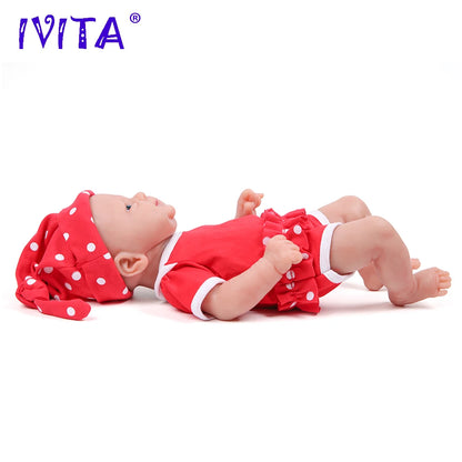 IVITA 36cm Full Body Silicone Reborn Doll 1.65kg Baby Girl w/ Clothes
