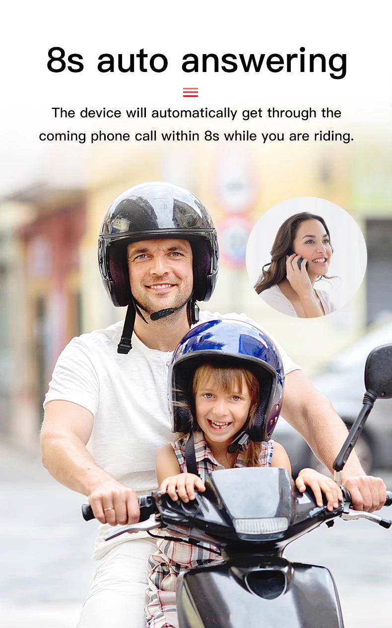 EJEAS E1+ Motorcycle Helmet Bluetooth Headset Music Speaker Remote Option