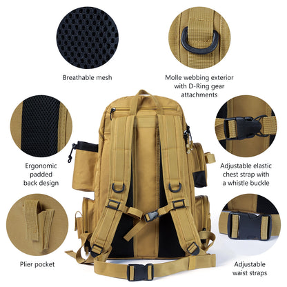 Bassdash Fishing Tackle Bag Multifunctional Backpack Lightweight Tactical Box