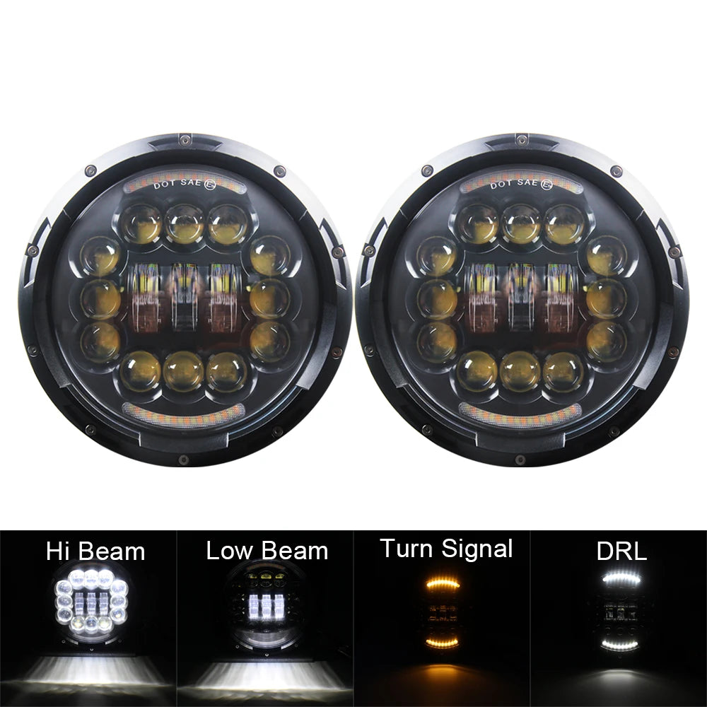 7in LED Headlight DRL for Jeep Wrangler TJ/JK, Land Rover Defender, Hummer H1/H2 - EXPROTAS