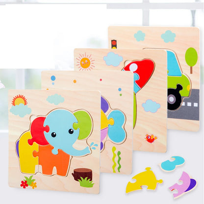 Baby Wooden 3D Tangram Puzzle Cartoon Animal Educational Shapes Jigsaw Toy Gift