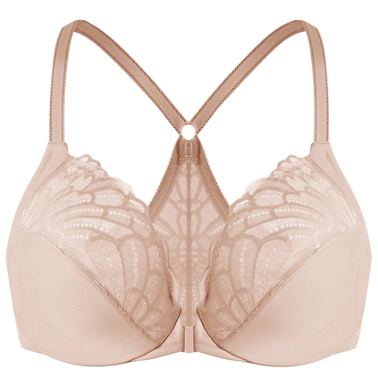 MELENECA Women’s Plus Size Front Closure Lace Underwire Bra Unlined - EXPROTAS