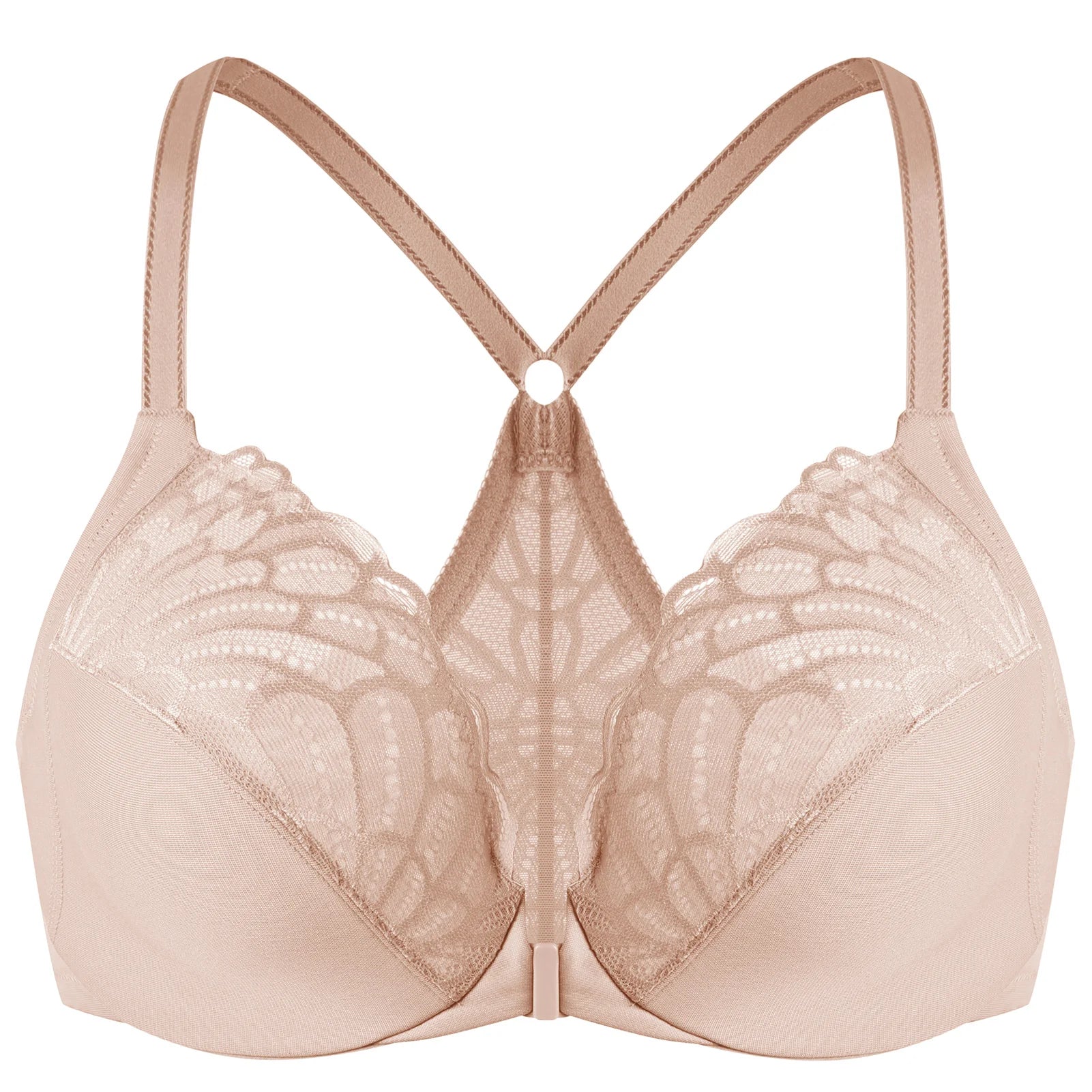 MELENECA Women’s Plus Size Front Closure Lace Underwire Bra Unlined - EXPROTAS