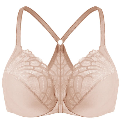 MELENECA Women’s Plus Size Front Closure Lace Underwire Bra Unlined - EXPROTAS