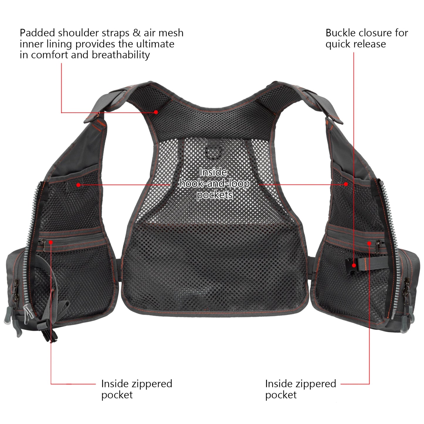 Bassdash FV09 Fly Fishing Vest for Youths Kids Adjustable Size with Multiple Pockets Trout Bass Fishing Gear-EXPROTAS
