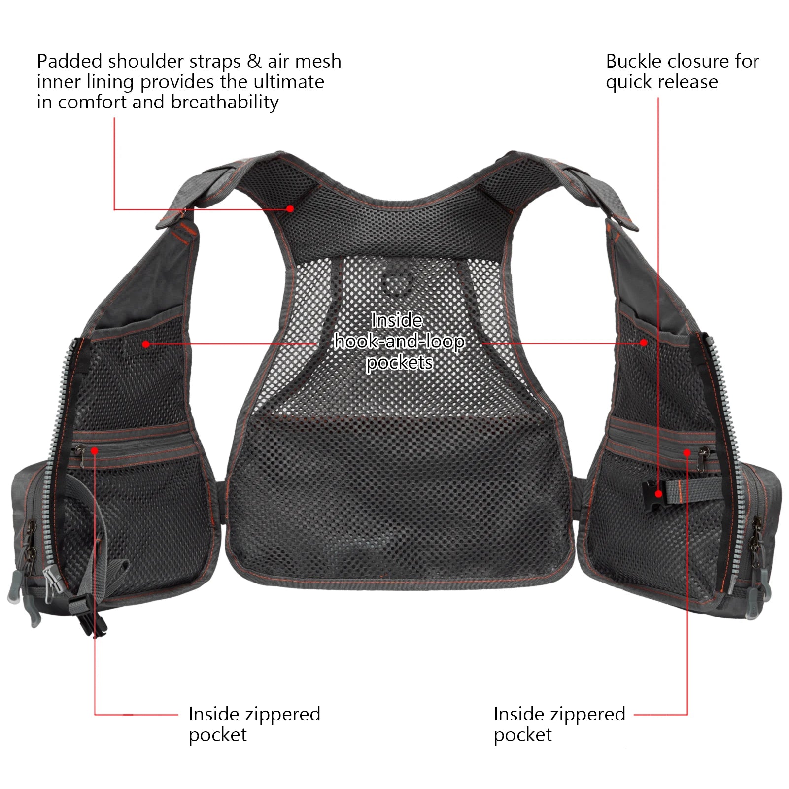 Bassdash FV09 Fly Fishing Vest for Youths Kids Adjustable Size with Multiple Pockets Trout Bass Fishing Gear-EXPROTAS