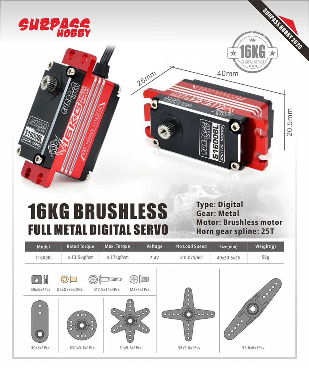 High Speed Metal Gear RC Servo for 1/10 Car (15-30kg Torque Options)